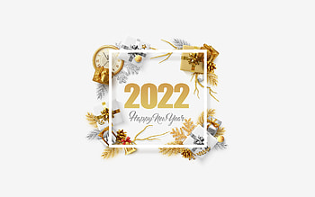 Happy New Year 2022, , golden christmas frame, 2022 golden background, 2022 greeting card, 2022 New Year, golden christmas decorations HD wallpaper