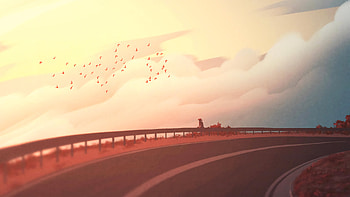 Sunset Detour , sunset, artist, artwork, digital-art, deviantart HD wallpaper