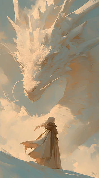 Epic Fantasy Dragon Encounter, fantasy, dragon, landscape, artistic, fantasy landscape HD phone wallpaper
