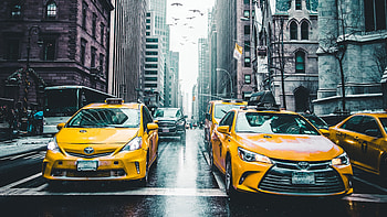 New york, taxi, roads, buildings, city HD wallpaper