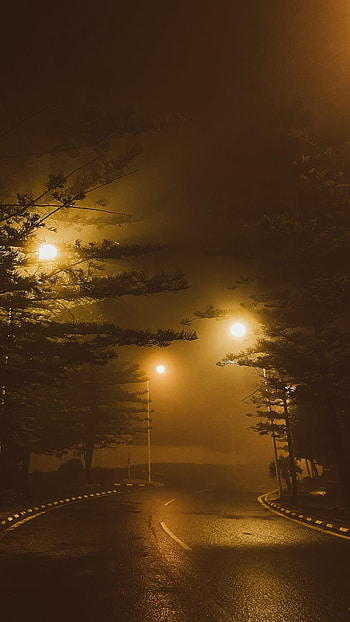 Night, Dark, Road, Lamp, Lantern, Glow, Street HD phone wallpaper