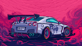 Nissan Gtr Illustration, nissan-gtr, cars, artwork, artist, digital-art, behance, illustration HD wallpaper