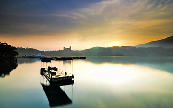 Nature, Mountains, Lake, Fog, Morning, Raft HD wallpaper