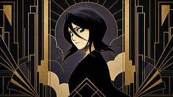 Rukia Kuchiki — Art Deco Portrait, Black Hair HD wallpaper