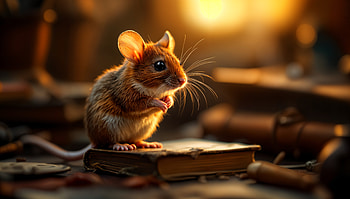 Charming Mouse in Ultra, mouse, book, Cozy, Animal HD wallpaper