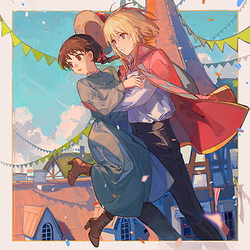 HMC, art, hair, Howls-Moving-Castle HD phone wallpaper