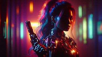 Cyberpunk, Cyberpunk 2077, cyberpunk, AI Art, woman, Abyss HD wallpaper