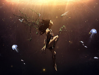 ~In The Water~, girl, abstract, fantasy, water HD wallpaper