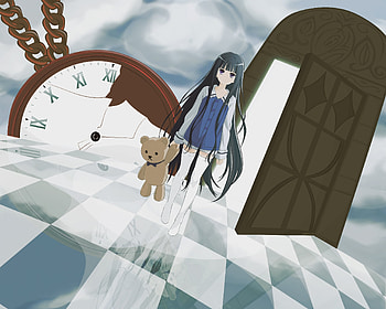 Anime, Toy, Girl, Door, Step HD wallpaper