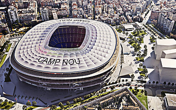 Aerial view, Camp Nou Stadium HD wallpaper