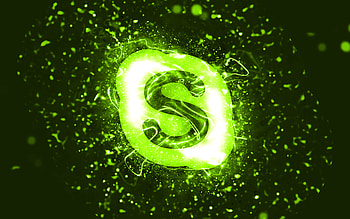 Skype lime logo, , lime neon lights, creative, lime abstract background, Skype logo, brands, Skype HD wallpaper
