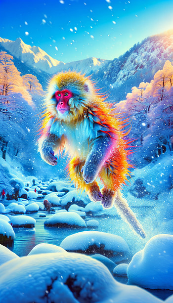 Majestic Snow Monkey Winter Wonderland, monkey, snow, winter, mountain, Snowy Mountain HD phone wallpaper