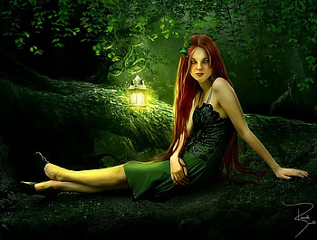 Fantasy, fairy, hair, red HD wallpaper