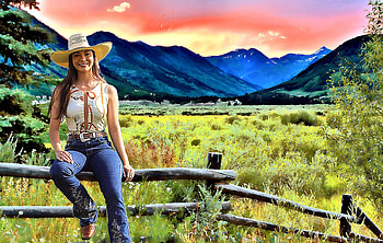Big Valley, ranch, brunettes, fence, cowgirls, boots, hats HD wallpaper