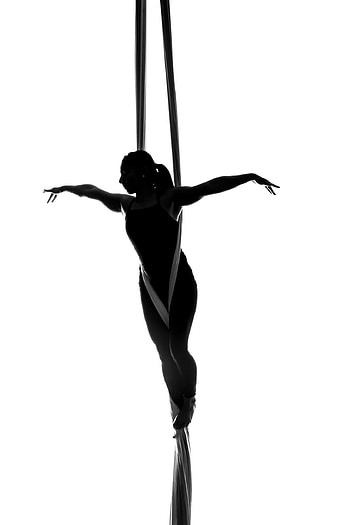 Silhouette shoot, Aerial dance, Aerial acrobatics, Graceful movements HD phone wallpaper