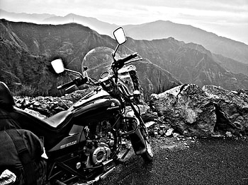 Bajaj Avenger, automotive lighting, sky, mountain, bikes, hills, bike ride HD wallpaper