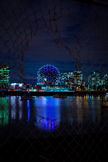 Cities, Night, Fence, Ball HD phone wallpaper