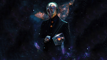 Spaceman, fantasy, clouds, galaxy, art HD wallpaper