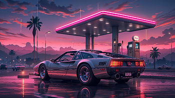 Energizing The Roadster, artist, artwork, digital-art, art, car, cars, synthwave, ai, deviantart HD wallpaper