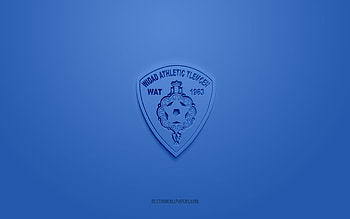 WA Tlemcen, creative 3D logo, blue background, Algerian football club, Ligue Professionnelle 1, Tlemcen, Algeria, 3d art, football, WA Tlemcen 3d logo HD wallpaper
