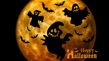 Happy Halloween , ghosts, art, beautiful, illustration, artwork, occasion, wide screen, holiday, painting, Halloween, October HD wallpaper