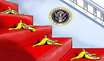 Stairway, whitehouse, banana, slippery, stairs HD wallpaper