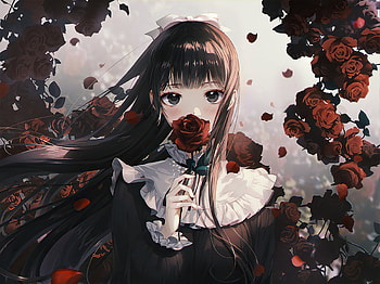 Gothic Rose Maiden — Quad Anime Girl, Anime, girl, gothic, rose, anime girl, Gothic Anime HD wallpaper