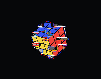 Rubik cube, colorful, abstract, dark HD wallpaper
