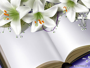 Flowers and book, book, abstract, painting, art, flower HD wallpaper