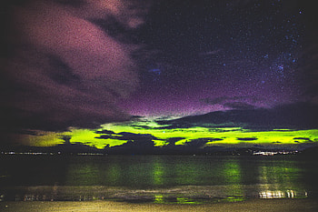 Nature, Sunset, Sea, Shining, Shore, Bank, Starry Sky HD wallpaper