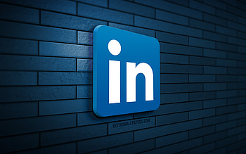 LinkedIn 3D logo, , blue brickwall, creative, social networks, LinkedIn logo, 3D art, LinkedIn HD wallpaper