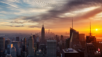 New York Sunset, City sunset, background, New York city backgrounds HD wallpaper