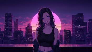 Stunning Anime Girl With Bright Blue Eyes, anime-girl, anime, ai, neon, artist, artwork, digital-art HD wallpaper