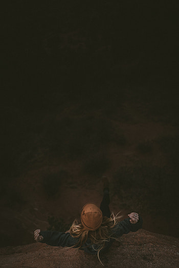 Privacy, Seclusion, Miscellanea, Miscellaneous, Break, Precipice, Girl, Cap, Human, Person, Loneliness HD phone wallpaper