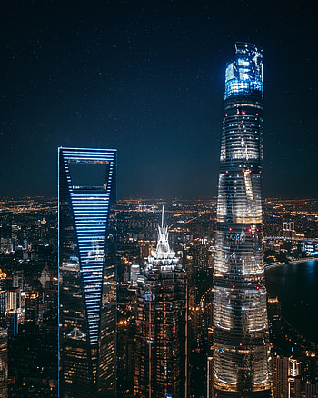 Cities, View From Above, Night City, City Lights, Skyscrapers, Megapolis, Megalopolis HD phone wallpaper