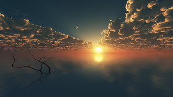 Last Rays Of Sun Before Sunset, sunset, nature, ocean, artist, artwork, digital-art, deviantart HD wallpaper