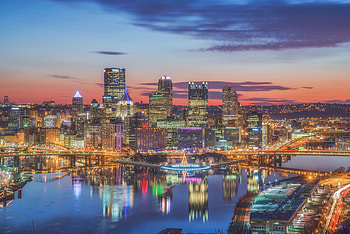 Pittsburgh morning skyline, West End overlook HD wallpaper