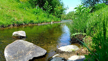 Nature, Rivers, Grass, Stones, Summer, Lake HD wallpaper