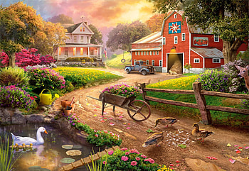After The Rain, car, house, ducks, barn, trees, flowers, swan HD wallpaper