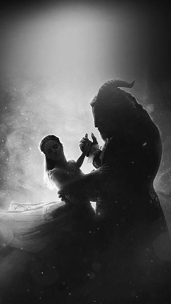 Monochrome, Beauty and the Beast HD phone wallpaper