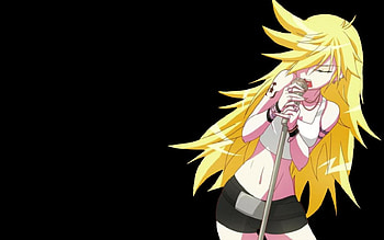 girl singing, girl, anime, blonde HD wallpaper