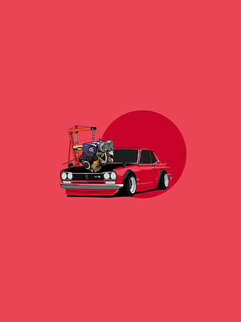 Nissan GTR 2000 Red, gtr2000, motor_vehicle, car, engine HD phone wallpaper