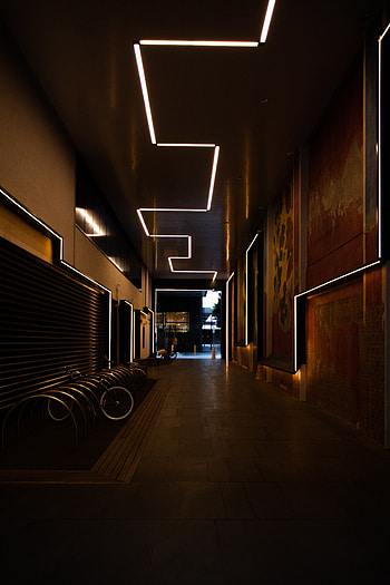 Building, Miscellanea, Miscellaneous, Illumination, Backlight, Corridor, Lighting, Passage HD phone wallpaper