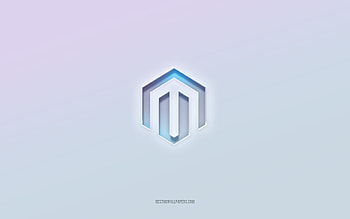 Magento logo, cut out 3d text, white background, Magento 3d logo, Magento emblem, Magento, embossed logo, Magento 3d emblem HD wallpaper