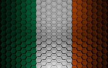Ireland flag, 3d hexagons texture, Ireland, 3d texture, Ireland 3d flag, metal texture, flag of Ireland HD wallpaper