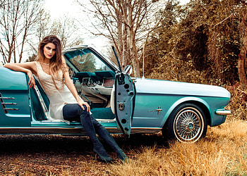 Model Sitting In Vintage Car, girls, model HD wallpaper