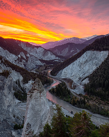 Nature, Rivers, Sunset, Mountains, Rocks HD phone wallpaper