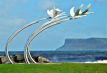 park and art ballycastle, northern ireland, water, art, park HD wallpaper