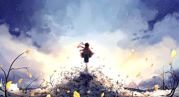 Past Autumn Leaves Clouds Sky Yellow , artist, artwork, digital-art, leaves, autumn, clouds, deviantart HD wallpaper