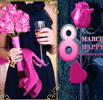 * HAPPY WOMEN'S DAY *, eight, bouquet, shoes, roses, frame, womens day, march, woman, pink, day, special days, happy, women HD wallpaper